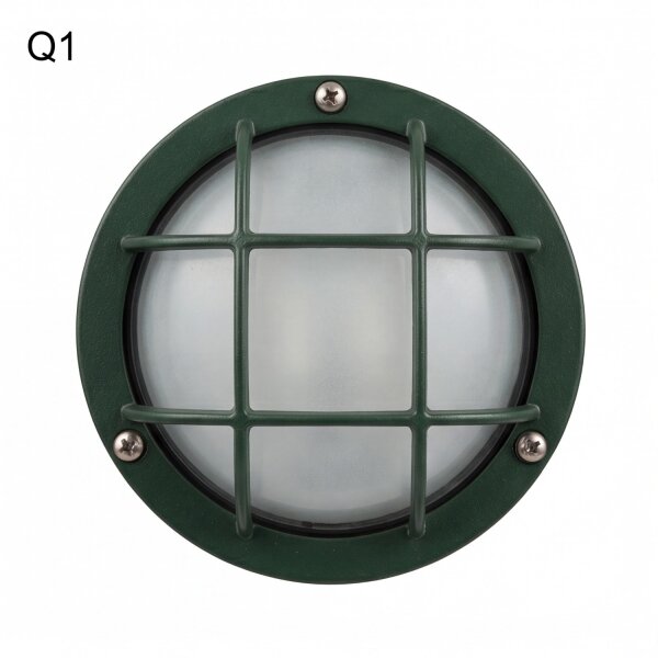 Kellerlampe Messing massiv Glas D: 14 cm IP64 Grün G9