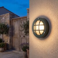 Kellerlampe Messing massiv Glas D: 14 cm IP64 Grün G9