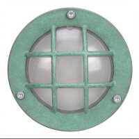Kellerlampe Echt-Messing Glas D: 14 cm IP64 Grün antik