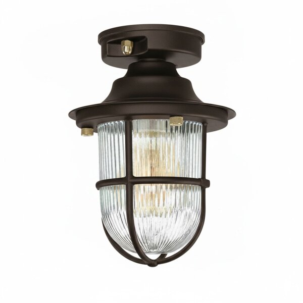 Deckenlampe außen Messing massiv Glas E27 IP54 D: 16 cm