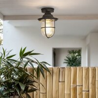 Deckenlampe au&szlig;en Messing massiv Glas E27 IP54 D: 16 cm