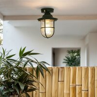 Au&szlig;enlampe Glas Messing massiv E27 IP54 D: 16 cm Gr&uuml;n