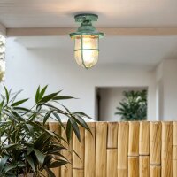 Deckenlampe au&szlig;en Echt-Messing Glas &Oslash; 16 cm IP54 E27