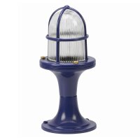 Sockelleuchte Messing massiv Glas 25 cm IP64 Blau E27