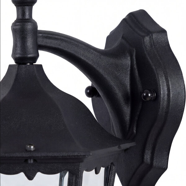 Außenwandleuchte Schwarz Metall Glas IP44 H:44 cm E27