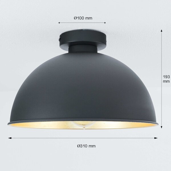 Moderne runde Deckenlampe Schwarz