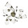 Florale Deckenlampe mit Glasschirm Weiß Bronze antik
