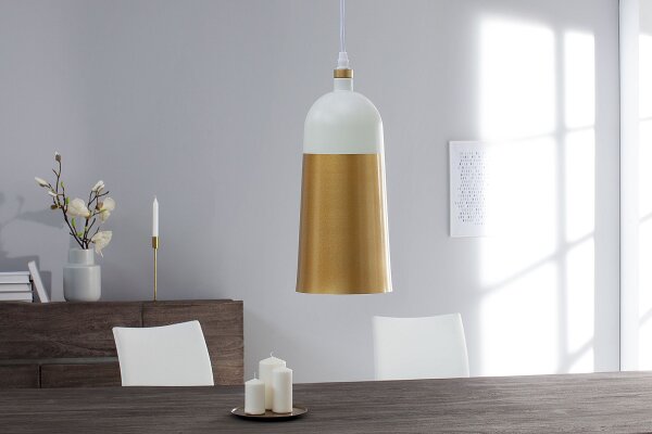 Retro Designerleuchte Loft Ø14cm elegant Weiß Gold