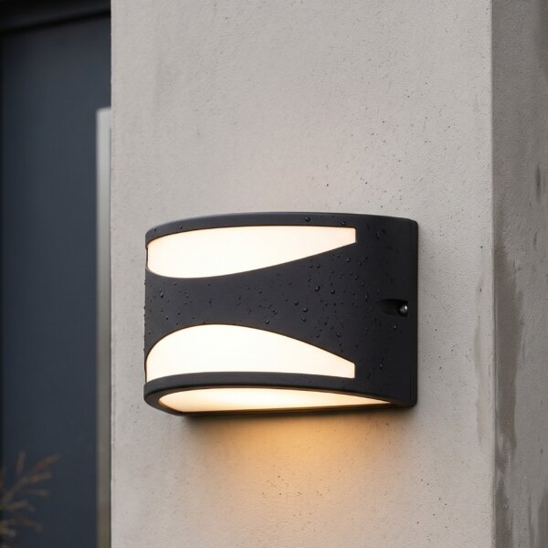 Wandlampe außen IP44 Schwarz Weiß dekorativ DEVENNY