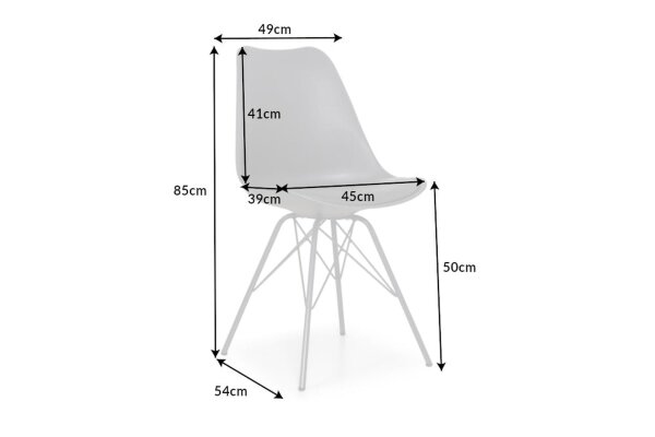 Esszimmerstuhl Grau B: 49 cm ohne Armlehne Kunstleder Metall
