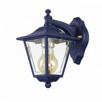 Wandleuchte außen Messing massiv H: 23 cm IP43 Blau...
