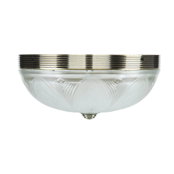 Jugendstil Deckenleuchte E27 mit Glasschirm Messing Optik