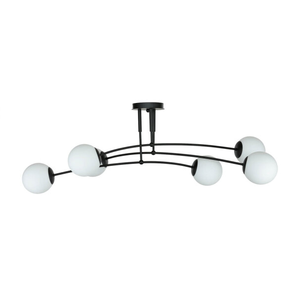 Deckenlampe Schwarz Weiß 6x E14 Modern Metall Glas