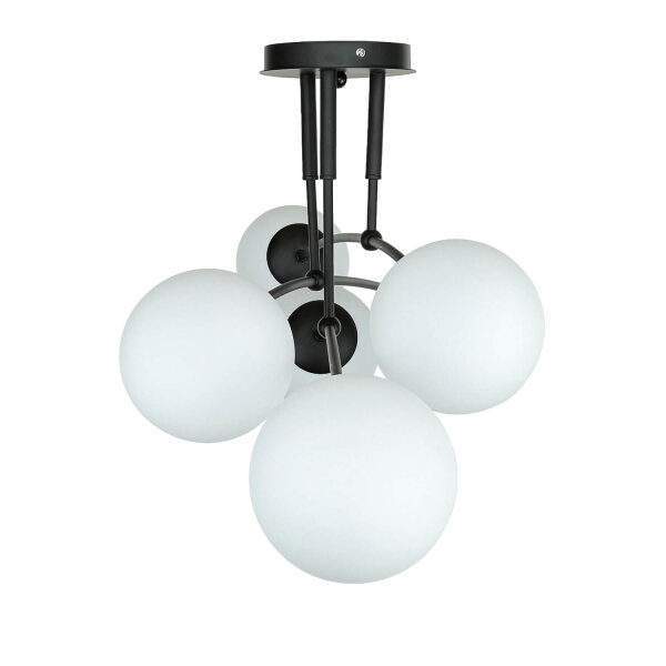 Deckenlampe Schwarz Weiß 6x E14 Modern Metall Glas