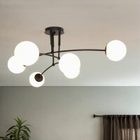 Deckenlampe Schwarz Weiß 6x E14 Modern Metall Glas