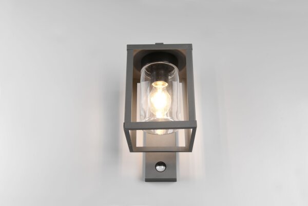 Outdoor Wandlampe Bewegungsmelder Metall Glas IP44 E27