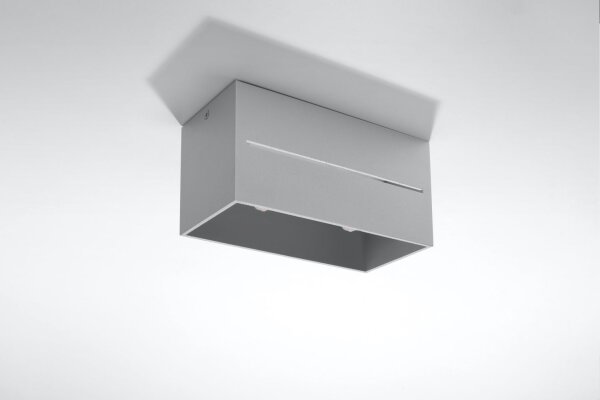 Graue Deckenleuchte eckig Modern Aluminium 2x G9 Flur