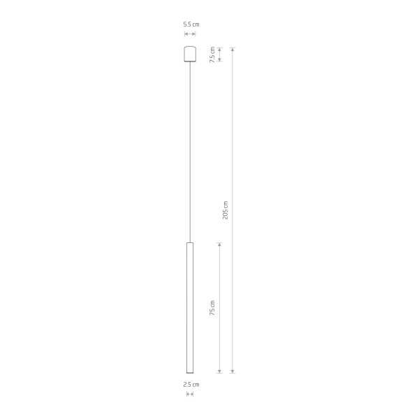 Pendelleuchte Echt-Messing Ø2,5cm rund G9 schmal