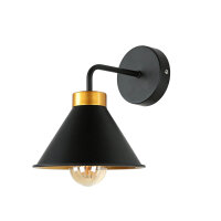 Wandlampe Schwarz Gold E27 Metall Loft Design