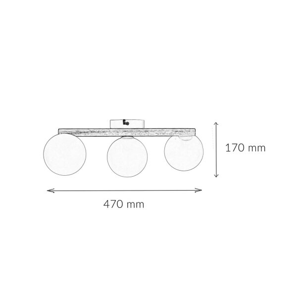 Deckenlampe Holz Glas 47 cm lang G9 in Hell Weiß 3-flammig