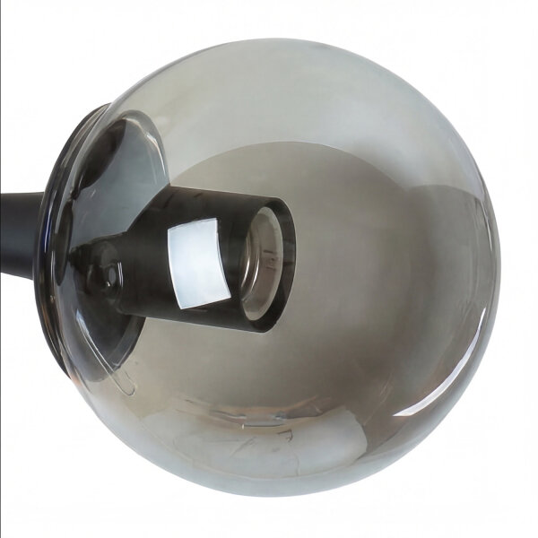 Deckenlampe Kugelschirm B: 48 cm Schwarz Rauchglas Metall