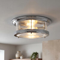 Deckenlampe IP44 Ø 40 cm Chrom rund 2x E27 Glas...