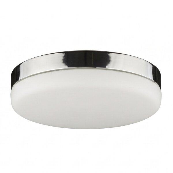 Deckenlampe rund D: 32 cm Glas Metall blendarm Chrom Weiß