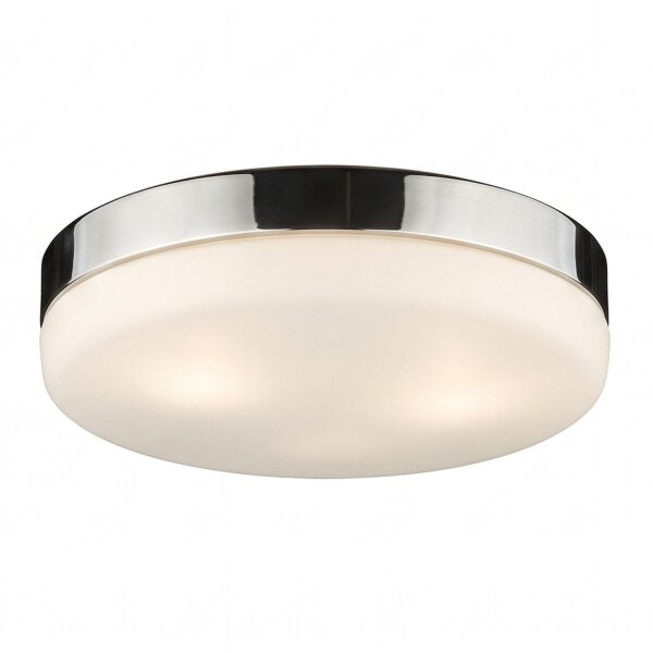 Deckenlampe rund D: 32 cm Glas Metall blendarm Chrom Weiß
