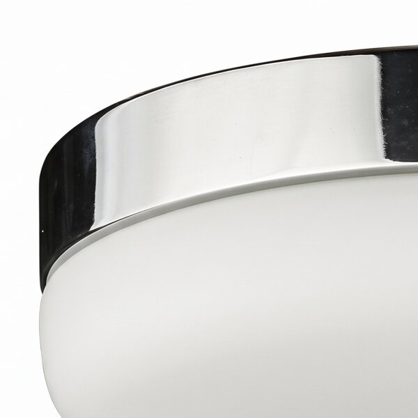 Deckenlampe rund D: 32 cm Glas Metall blendarm Chrom Weiß
