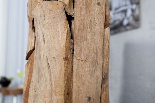 Standleuchte 160cm Modern Teak Holz Leinen