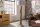 Standleuchte 160cm Modern Teak Holz Leinen