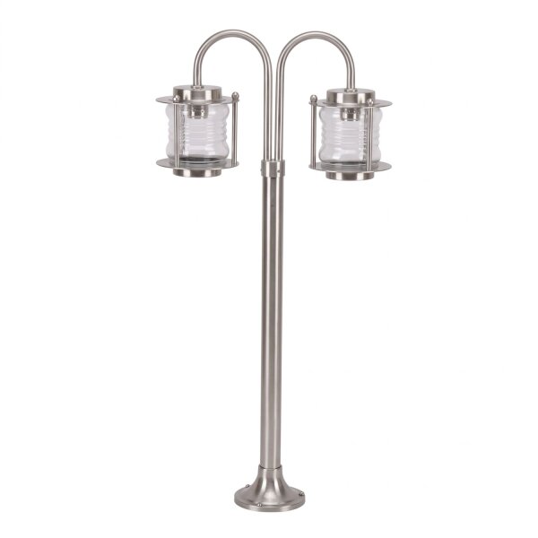 Wegeleuchte Messing Glas 85 cm hoch 2-flammig E27 IP23 Gartenlampe Außenleuchte
