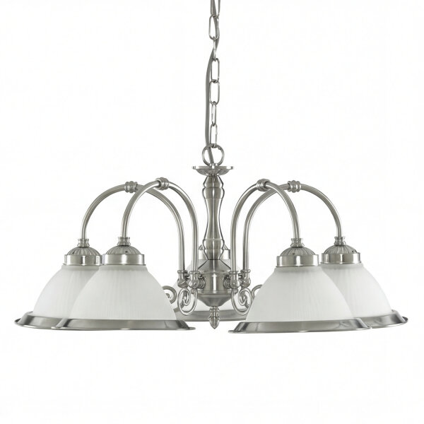 Hängelampe Glas Metall Silber E27 B:62 cm Jugendstil