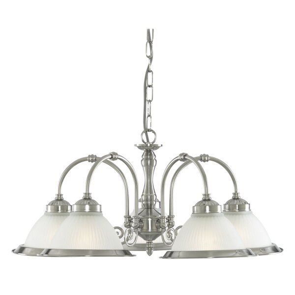 Hängelampe Glas Metall Silber E27 B:62 cm Jugendstil