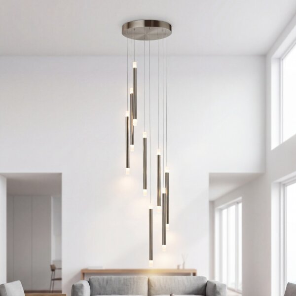 Pendelleuchte LED Nickel Metall 2700K Up Down Ø32 cm