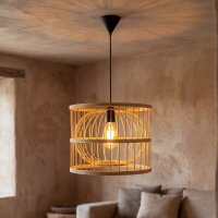 Boho Pendelleuchte Bambus E27 Ø30 cm rund Korbschirm