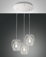 H&auml;ngelampe Wei&szlig; Metall E27 L:50 cm rund Modern