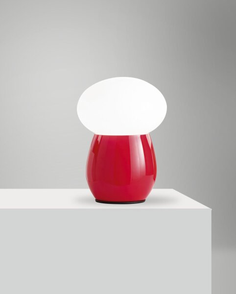 Tischleuchte Glas Kabelschalter Rot Weiß E27 H:30 cm