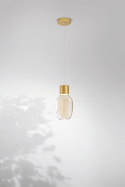 LED Hängelampe Glas Metall 3000K blendarm Ø16 cm rund