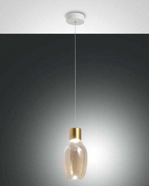 LED Hängelampe Glas Metall 3000K blendarm Ø16 cm rund