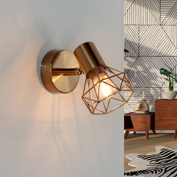 Verstellbar Spot MIA Retro in Messing Metall Wohnzimmer