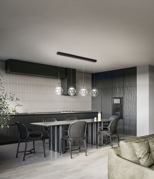 LED Hängelampe Glas 2700/3000/4000K Schwarz L:87 cm
