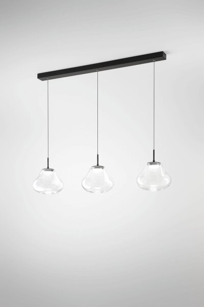 LED Hängelampe Glas 2700/3000/4000K Schwarz L:105 cm