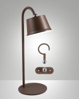 LED Akku Tischlampe IP54 3000K Metall Rostbraun dimmbar