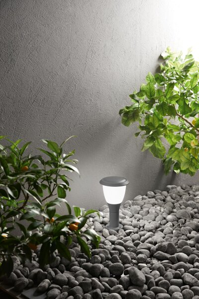Leuchte Aluminium IP65 E27 Weiß H:30 cm Dunkelgrau