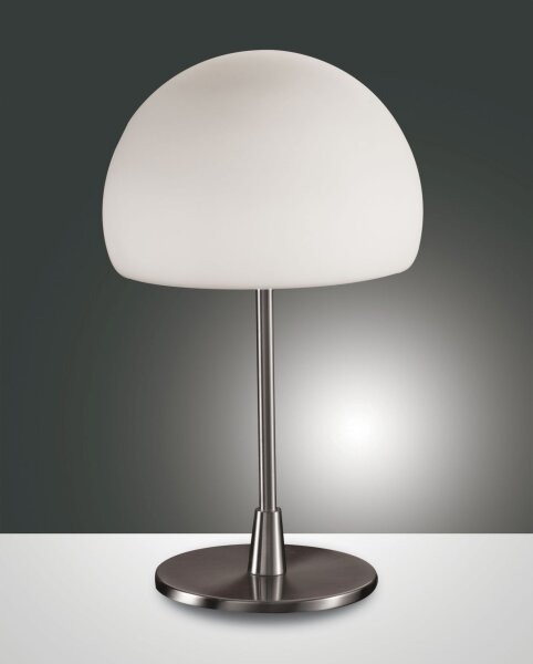 Tischleuchte Glas G9 Weiß Nickel H:36 cm dimmbar