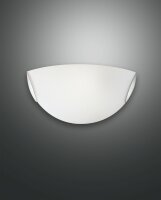 Wandleuchte Glas E27 Wei&szlig; Nickel B:30 cm dimmbar