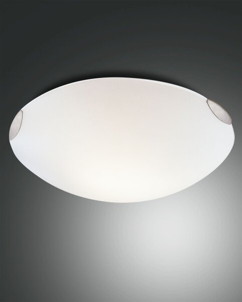 Deckenleuchte Glas Metall E27 Weiß Nickel Ø50 cm rund