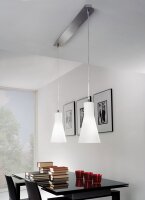 Hängelampe Glas Metall E27 Weiß Nickel blendarm