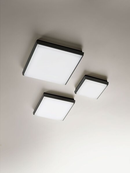 LED Deckenleuchte Aluminium IP54 3000K Schwarz B:24 cm